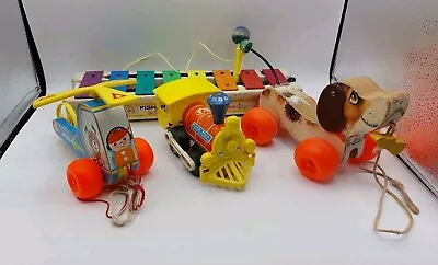 Buy Joblot Bundle Of Wooden Fisher Price Toys 693 Snoopy Mini Copter Toot Toot • 9.95£