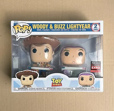 Buy Funko Pop Disney Toy Story Woody & Buzz Lightyear 2-Pack C2E2 + Free Protector • 59.99£