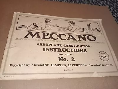 Buy *pre War(1933 Date Code)meccano Aeroplane Constructor Instructions Outfit 2 • 4£