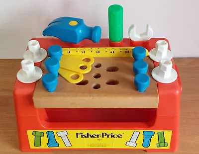Buy 1980 Fisher Price Wood And Plastic Workbench With Complete Set Of Accessories • 8.50£