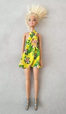 Buy Barbie Doll In Yellow Hawaii Style Dress With Flowers Made By Mattel 2015 12  • 12.99£