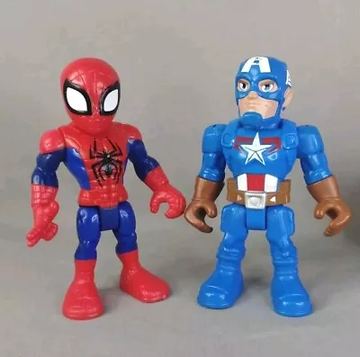 Buy Playskool Marvel Spiderman & Captain America Super Hero Squad 5  Action Figures • 3£