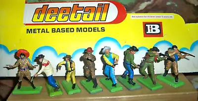 Buy 8 X Britains Deetail Wild West Cowboys On Foot With Weapons & Metal Green Bases • 17.75£