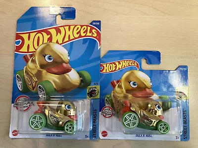 Buy Hot Wheels New X2 Rare Duck N Roll Gold Treasure Hunts Long And Short Cards 2021 • 18.50£