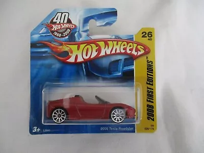 Buy Hot Wheels 2008 First Editions 2008 Tesla Roadster Red Sealed In Short Card • 3.99£