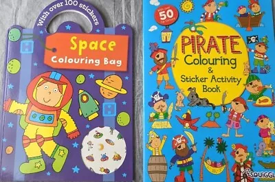 Buy Kids Colouring Stickers Books Space Pirate  Stocking Filler Party Xmas Boys Girl • 5.50£