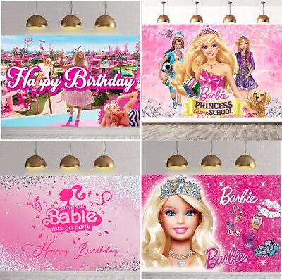 Buy Girls Barbie Movie Backdrop Birthday Party Banner Home Studio Background Gift UK • 9.58£