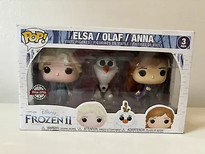 Buy New Unopened Funko POP Frozen II Elsa Olaf And Anna 3 Pack Special Edition • 12£