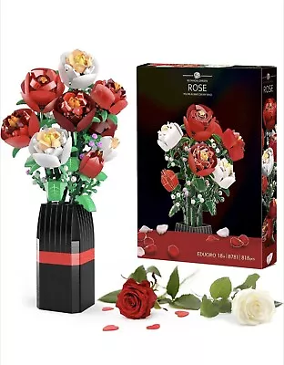 Buy Roses Flower Bouquet Building Set With Vase Botanical Collection 818 Pieces Lego • 22.99£