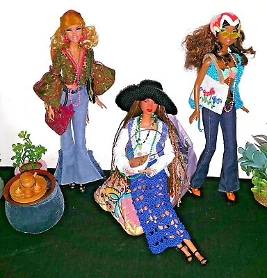 Buy Barbie BASICS Black Label Hippie JEANS & Berlingot Hufs & MATTEL Accessories • 15.16£