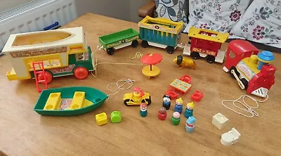 Buy Vintage 1977 Fisher Price Play Family Camper & Circus Train Bundle Inc Motorbike • 59.99£