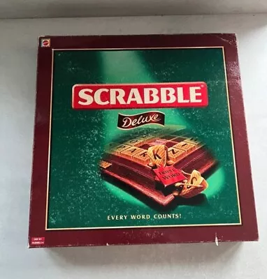 Buy Scrabble Deluxe Board Game Wooden Tiles & A Turntable Complete Mattel 2000 • 34.99£