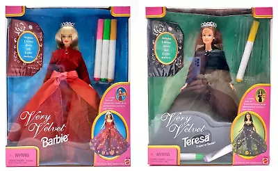 Buy 2x Mattel 1998 Very Velvet Barbie Doll: Barbie 20528 + Teresa 20530 / NrfB • 121.52£