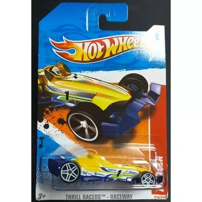 Buy Hot Wheels F-Racer 2011, Thrill Racers-Raceway,218/244 Yellow, Long Card • 3.50£