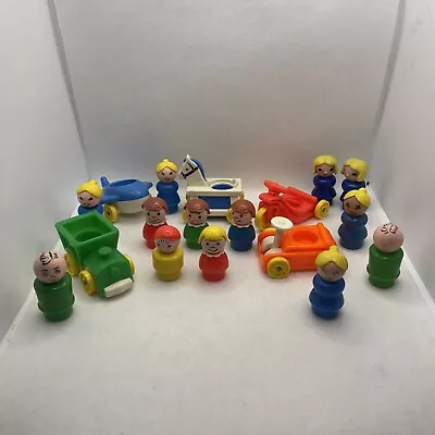 Buy 11 Vintage Fisher Price Little People Play Family  Figures/People And Vehicles ￼ • 39.99£