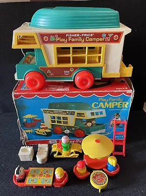Buy 1972 Fisher Price Play Family Camper Boat #994 Little People 100% MIB • 86.90£