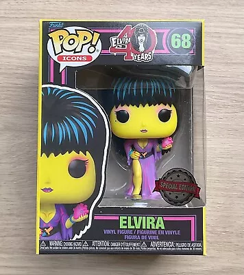 Buy Funko Pop Icons Elvira Black Light #68 + Free Protector • 17.99£