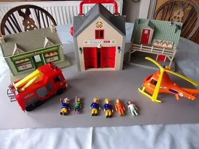 Buy Fireman Sam Fire Station 2 Burning Buildings Fire Engine & Helicoper + 6 Figures • 25£