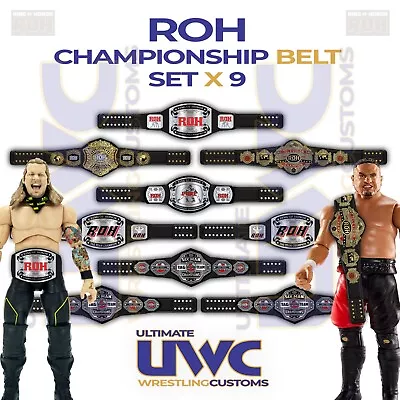 Buy ROH Belts Full Custom Set X 9 For Mattel / Jazware / Elite Figures WWE AEW • 17.99£