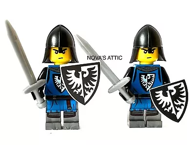 Buy Castle Black Falcon Knights Minifigures X 2 Custom With Swords And Shields • 8.99£