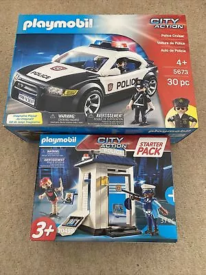 Buy Playmobil 5673 & 70498 City Action Police Cruiser & Station Starter Pack Sealed. • 29.99£