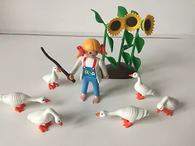 Buy Playmobil Victorian Mansion/Farm Girl With Geese & Sunflowers 1995 RARE • 30£