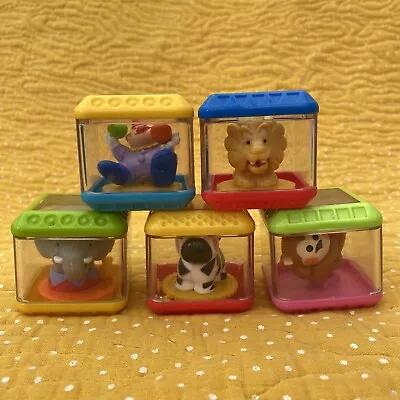 Buy 5 Fisher Price Peek A Blocks Sensory Play Learning Cubes Circus Animal Bundle • 4.95£