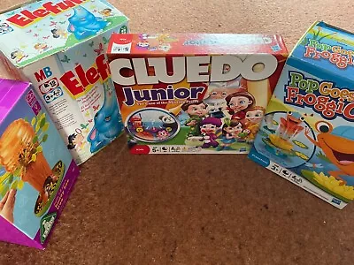 Buy BOARD GAME BUNDLE, Kids, Pop Goes Froggio, Cluedo Junior, Elefun, Honey Bee Tree • 6.01£