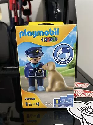 Buy Playmobil 1.2.3 Police Officer With Dog #70408 - New • 6.99£