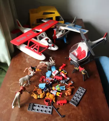 Buy 4 X Playmobil  Police Helicopter, Air Taxi Plane, Seaplane,camper Van & Bits • 16£