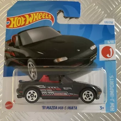 Buy Hot Wheels ‘91 Mazda MX-5 Miata 1:64 Mattel Diecast (Black) • 6£