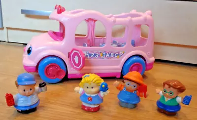 Buy FISHER PRICE LITTLE PEOPLE Pink School Bus With Sounds/lights & Figures • 12.50£