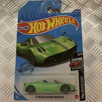Buy Hot Wheels ‘17 Pagani Huayra Roadster (Green) 1:64 Mattel Diecast Long Card • 6£