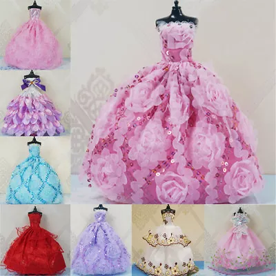 Buy Doll Girl Dressing Wedding Dress BigTail Princess Dress 30cm Doll Clothes ToRSj4 • 2.56£