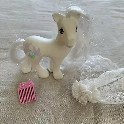 Buy My Little Pony G1 Bridal Beauty 1989 Wedding Bride White Tinsel Dove Veil Comb • 32.62£