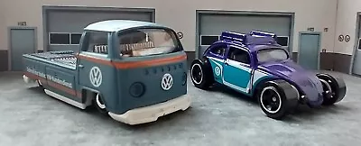 Buy 2024 Hot Wheels VW T1 Pickup + Custom VW Beetle. Superb Condition, Loose. • 7.95£