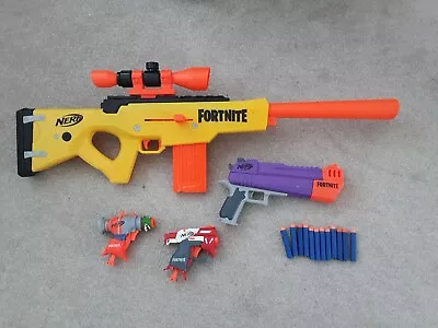 Buy Nerf Gun Fortnite Bundle Sniper, 3 Handheld Guns And 12 Bullets. All Working. • 39.95£