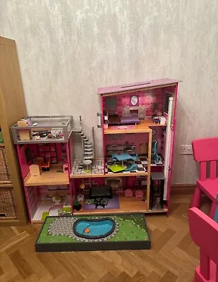 Buy Large Wooden Dolls House Barbie Size VGC With Accessories Paid £200 • 29.99£