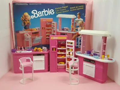 Buy Barbie Mattel Kitchen Furniture Playset 8754 Refrigerator Vintage Chairs  • 96.11£