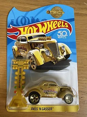 Buy Hot Wheels PASS 'N GASSER Golden 50th Anniversary GOLD EDITION With DRAG LIGHT • 5.99£