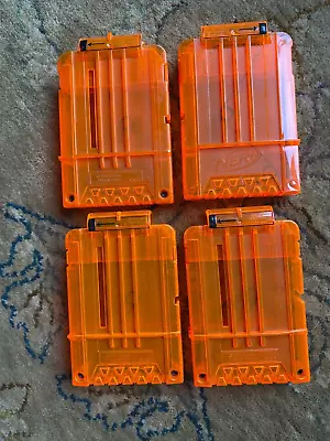 Buy A Set Of Four Nerf  6 Bullet Ammo Clip Magazines Orange • 3£