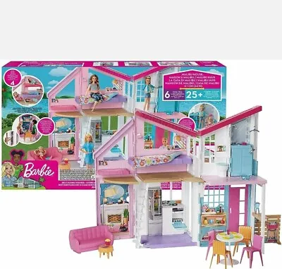 Buy Barbie Malibu House Doll House Playset Toy 25+ Accessories (Dolls Not Included) • 94.23£