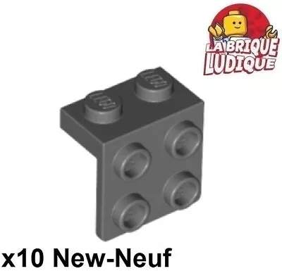Buy LEGO 10x Bracket Holder Top 90° 1x2 2x2 Dark Grey/Dark Bluish Gray 44728 New • 2.71£