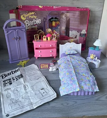 Buy Barbie Mattel Bedroom Slumber Party Playset Has Box & Instructions 1995 Vintage • 29.95£