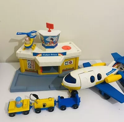 Buy Fisher Price Vintage Airport Helicopter And Little People • 34.99£