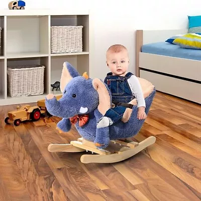 Buy HOMCOM Children Kids Rocking Horse Toys Plush Elephant Rocker Seat With Sound • 34.99£