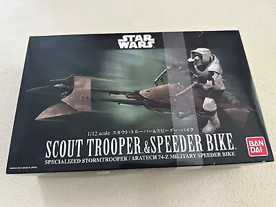 Buy Bandai Star Wars Model Kit Of Scout Trooper & Speeder Bike 1:12 Scale • 99.99£