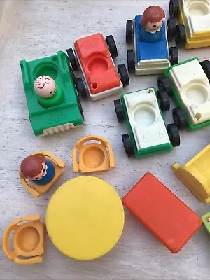 Buy Job Lot Vintage Fisherprice Toys Including Cars Matching People Tables Chairs • 4.99£