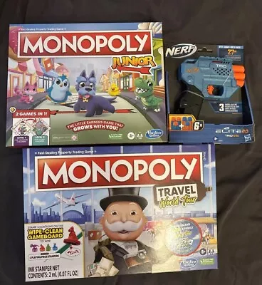 Buy Hasbro Gaming Monopoly Travel World Tour Board Monopoly Junior + Nerf Brand New • 19.99£