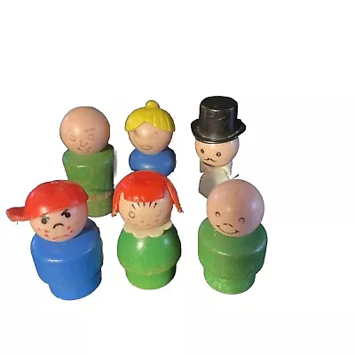 Buy Vintage Fisher Price Little People 6 Wooden Figures Including Ringmaster. • 5.99£